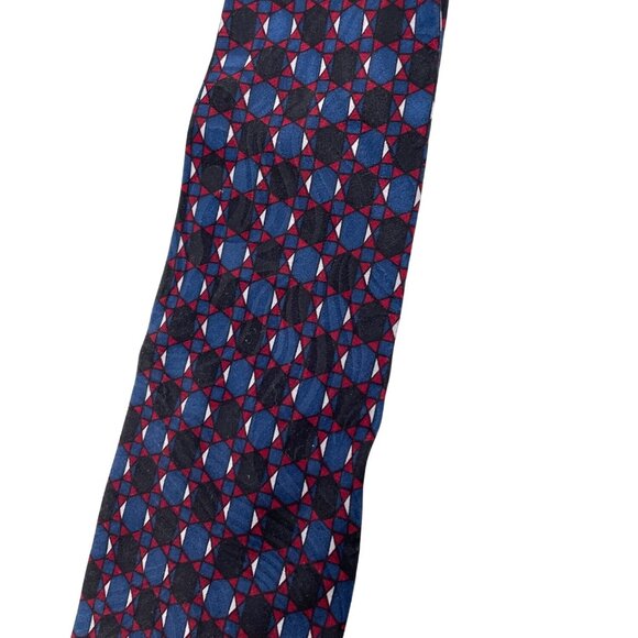 Vintage Valentino XL Mens Tie Pure Silk Geometric Italy Hand-Fashioned Luxury - Picture 2 of 7